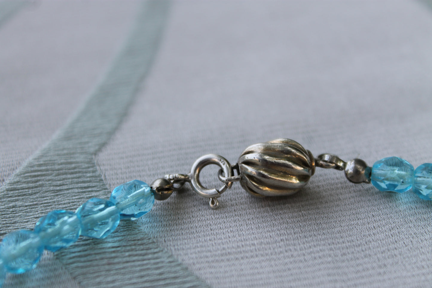 Lacrime di Sirena - Vintage silver necklace with light blue glass pearls