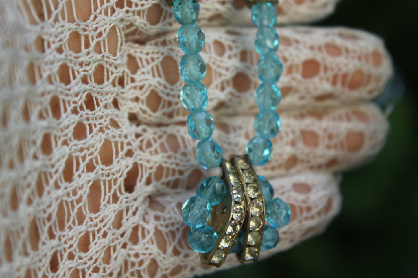 Lacrime di Sirena - Vintage silver necklace with light blue glass pearls