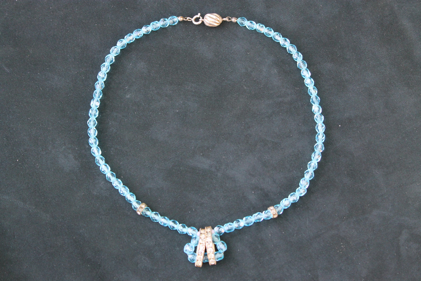 Lacrime di Sirena - Vintage silver necklace with light blue glass pearls