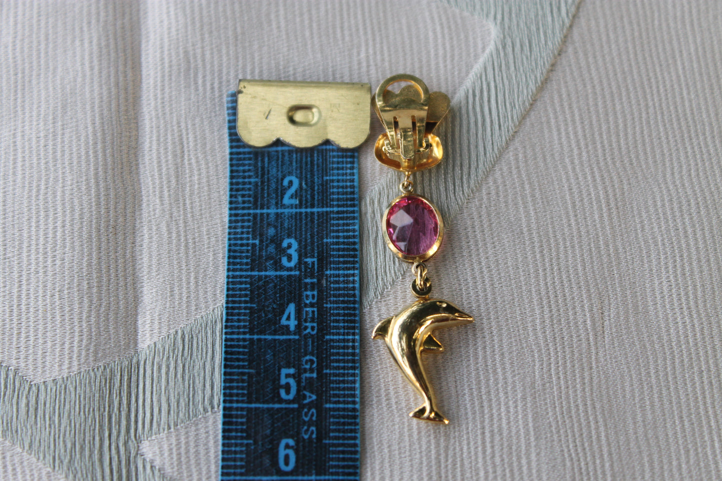 Custodi del Mare Interiore - Vintage silver earrings with dolphin and pink tourmaline