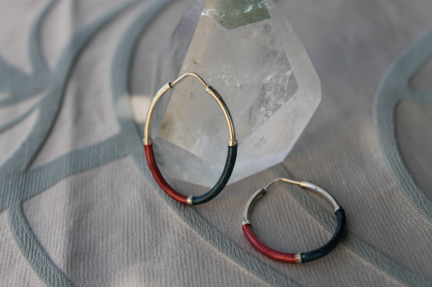 Cerchi del Destino - Vintage earrings in enameled 925 silver