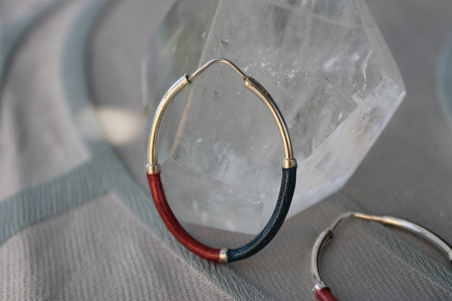 Cerchi del Destino - Vintage earrings in enameled 925 silver