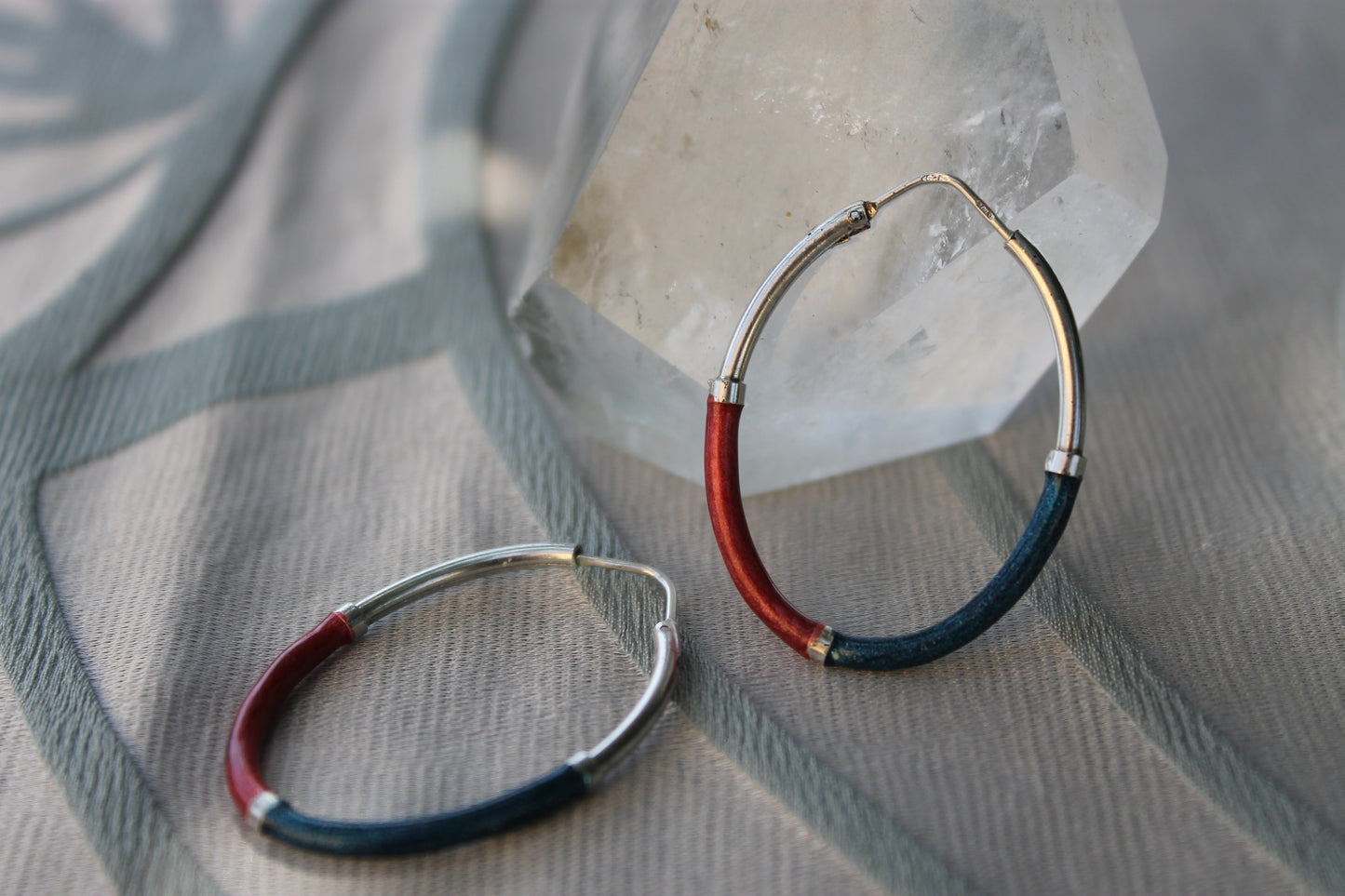 Cerchi del Destino - Vintage earrings in enameled 925 silver