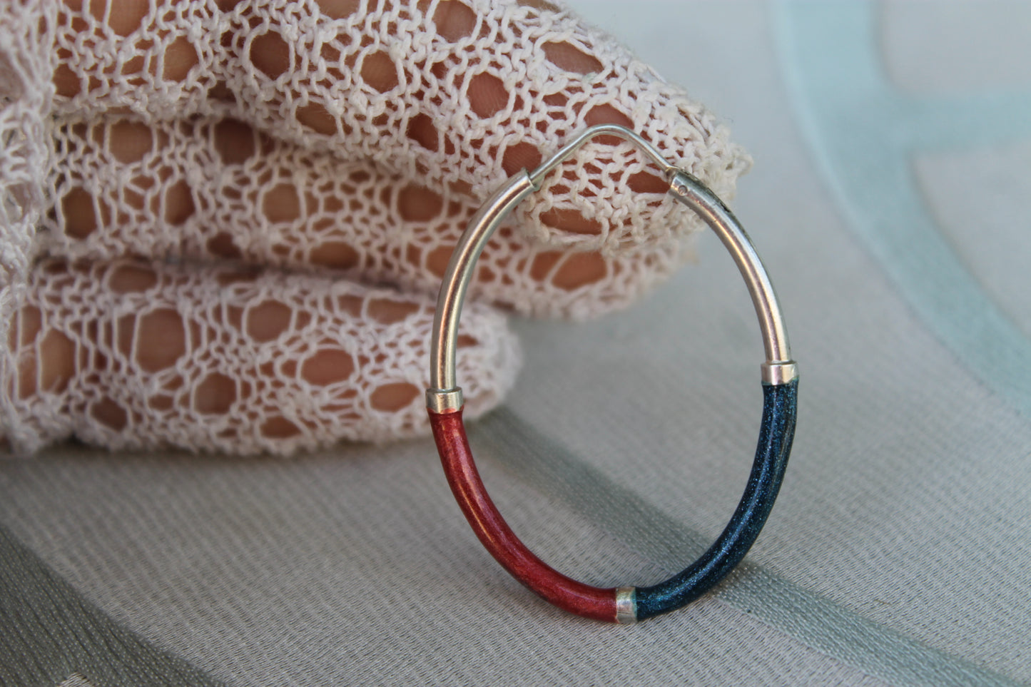Cerchi del Destino - Vintage earrings in enameled 925 silver