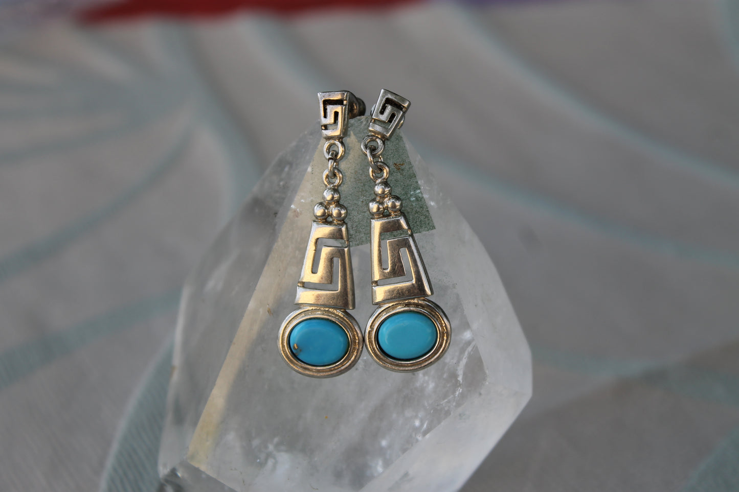 Labirinto Sacro - 925 Sterling Silver Earrings with Turquoise