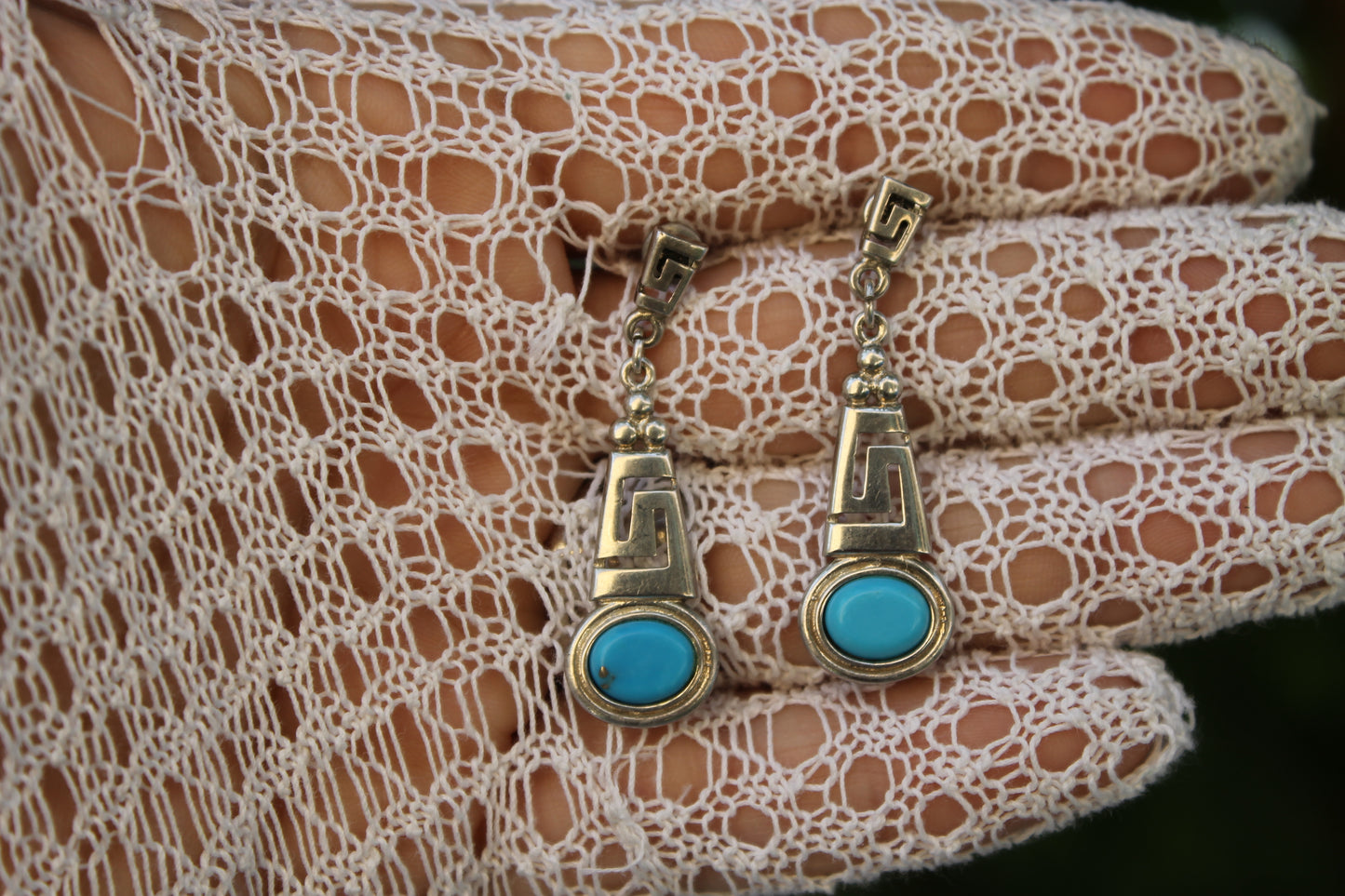 Labirinto Sacro - 925 Sterling Silver Earrings with Turquoise