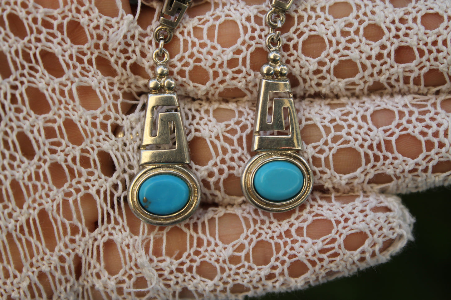 Labirinto Sacro - 925 Sterling Silver Earrings with Turquoise