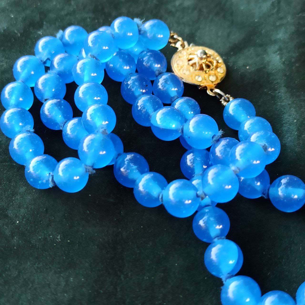 Lacrime di Sirena - Vintage necklace with blue pearls and golden clasp