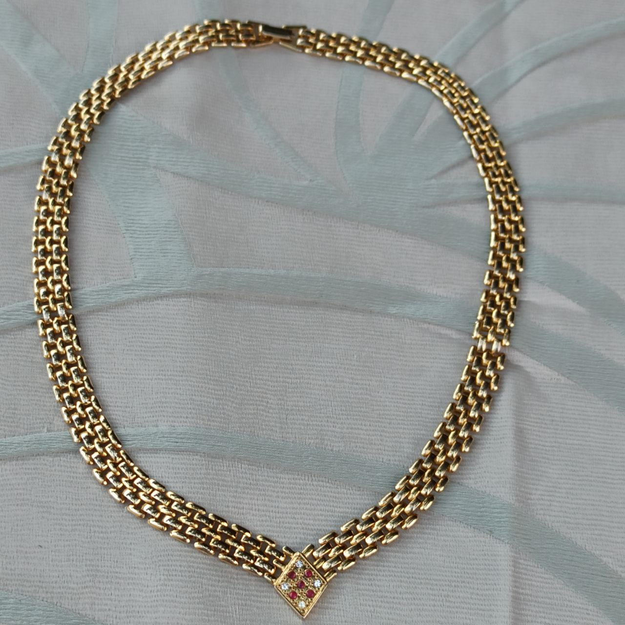 Lacrime di Aurora - Golden Avon Necklace with Colored Crystals