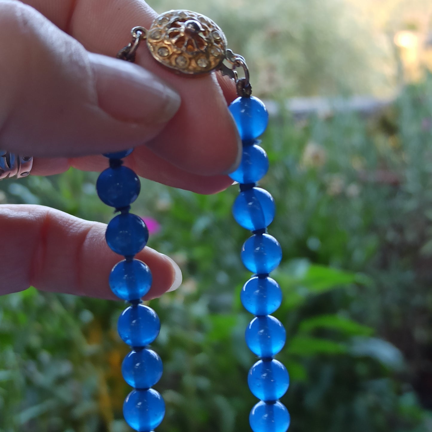 Lacrime di Sirena - Vintage necklace with blue pearls and golden clasp