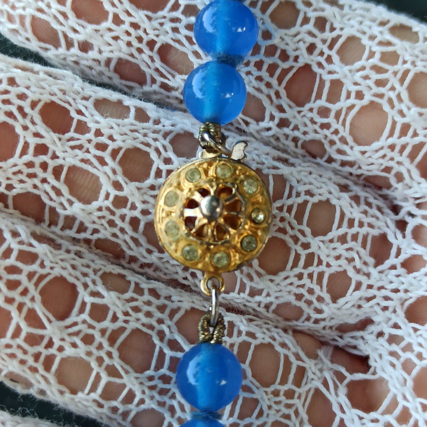 Lacrime di Sirena - Vintage necklace with blue pearls and golden clasp