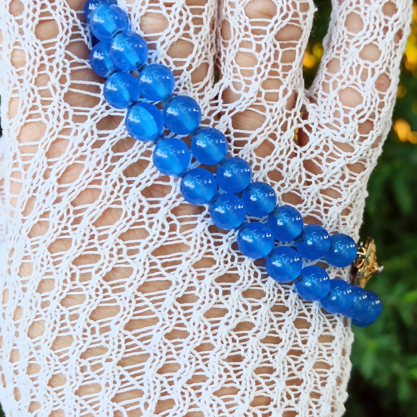 Lacrime di Sirena - Vintage necklace with blue pearls and golden clasp