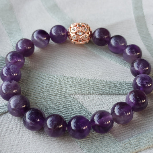 Respiro d’Ametista – Bracelet with amethyst and decorated copper
