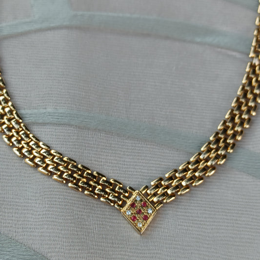 Lacrime di Aurora - Golden Avon Necklace with Colored Crystals