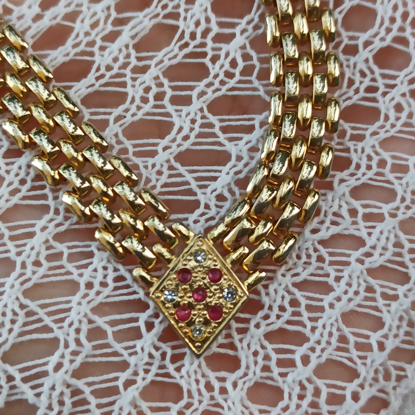 Lacrime di Aurora - Golden Avon Necklace with Colored Crystals