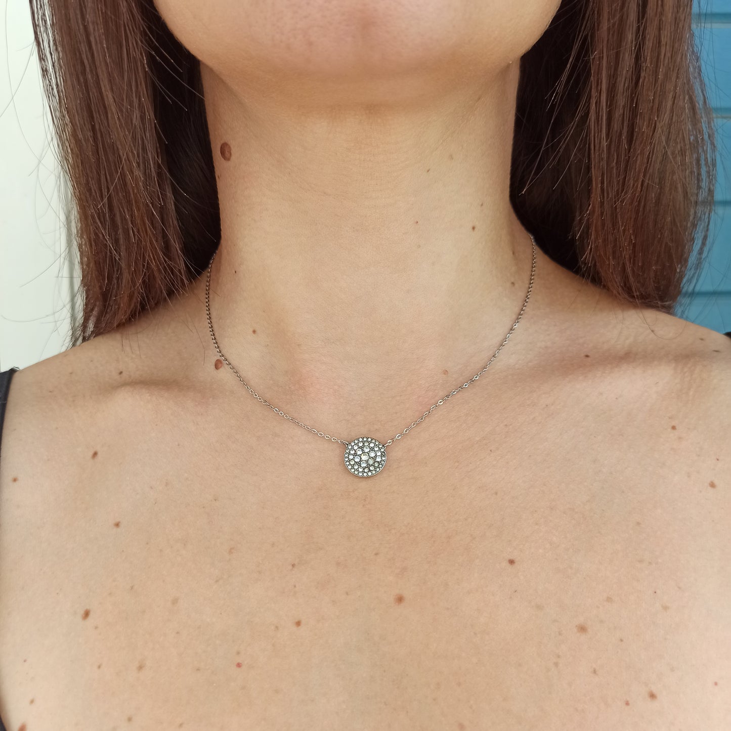 Vintage Stainless Steel Crystal Necklace - Luce Sigillata