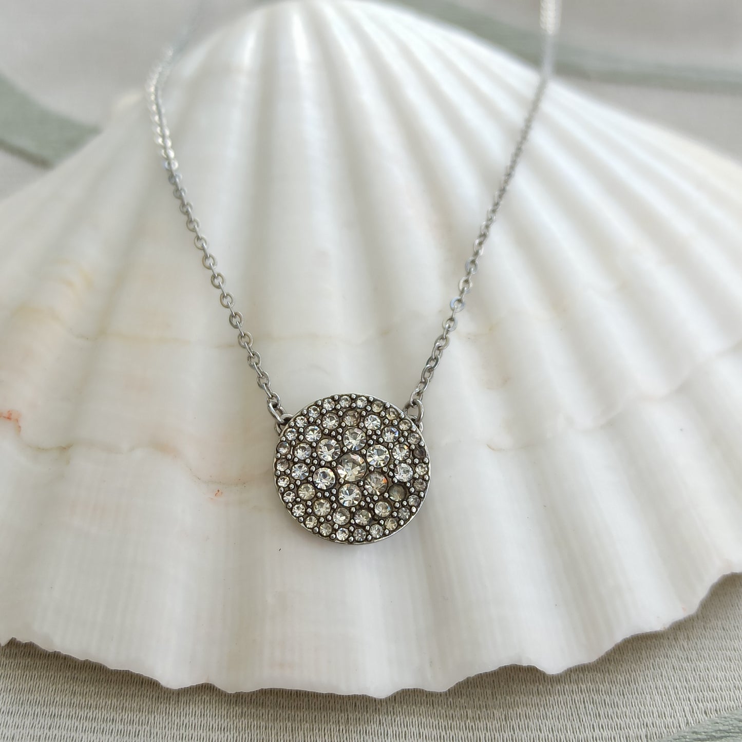 Vintage Stainless Steel Crystal Necklace - Luce Sigillata