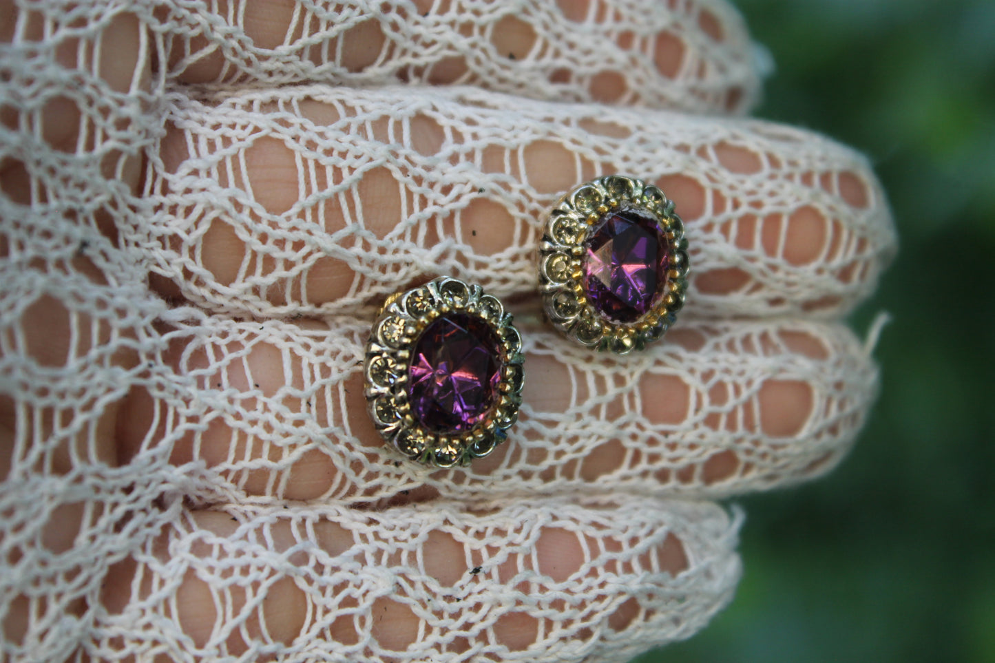 Lacrime di Venere - Earrings in 925 Silver with Amethyst and Crystals