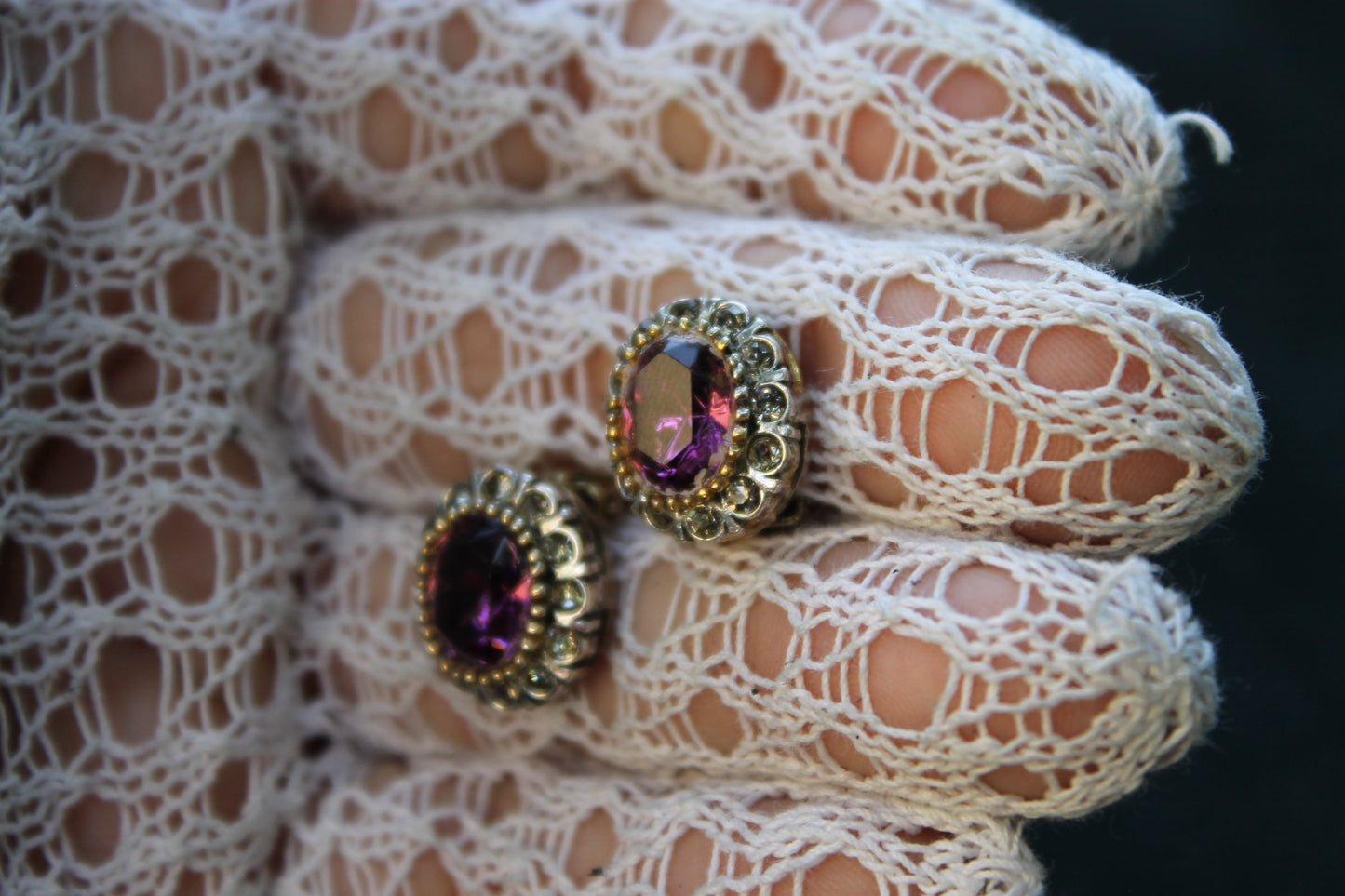 Lacrime di Venere - Earrings in 925 Silver with Amethyst and Crystals