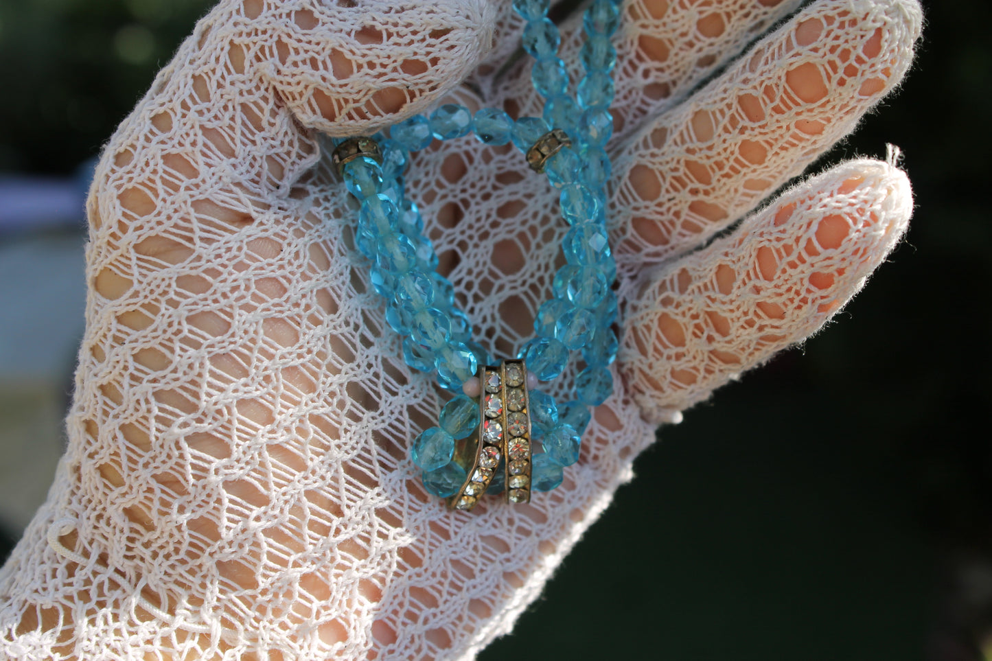 Lacrime di Sirena - Vintage silver necklace with light blue glass pearls