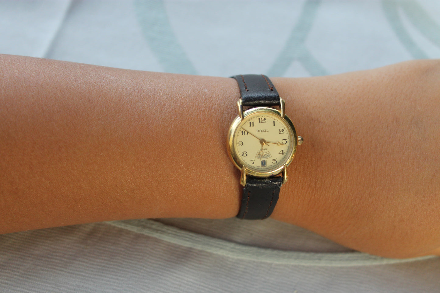 Vintage Breil Watch in Steel and Black Leather - Custode del Tempo