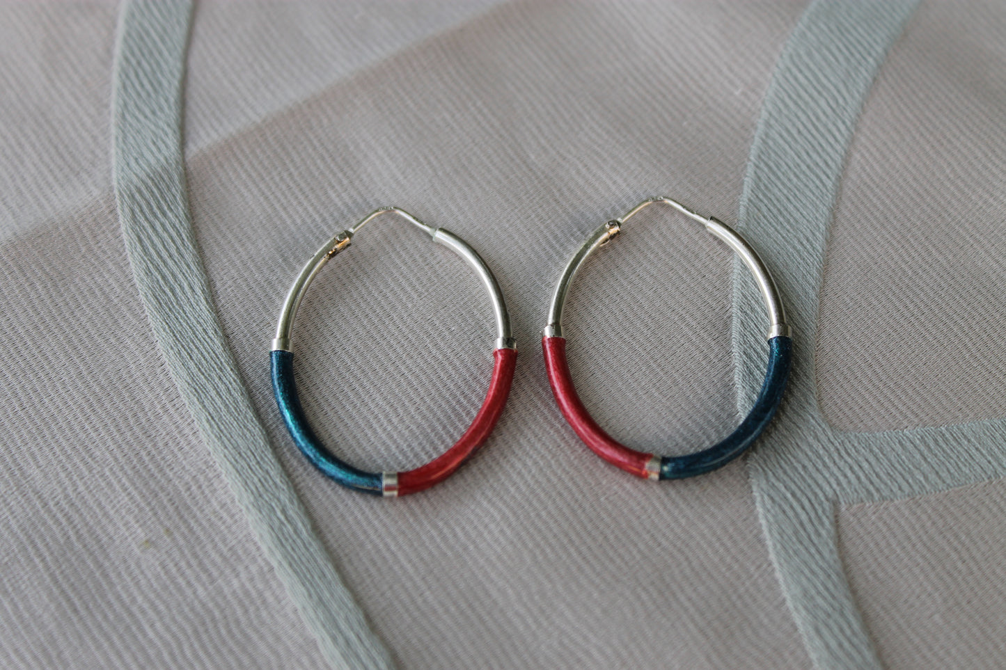 Cerchi del Destino - Vintage earrings in enameled 925 silver