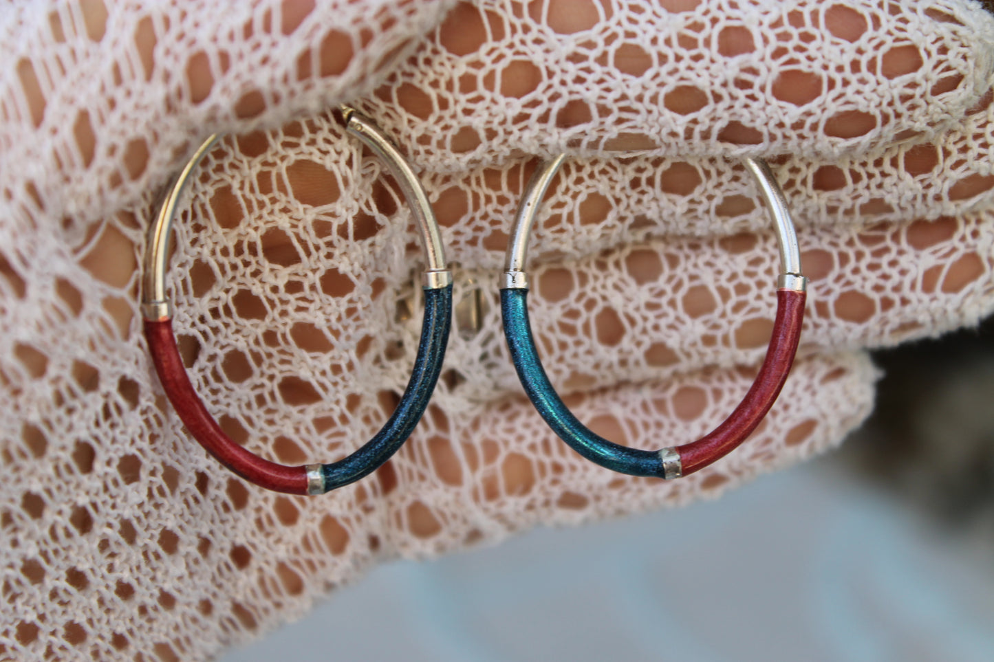 Cerchi del Destino - Vintage earrings in enameled 925 silver