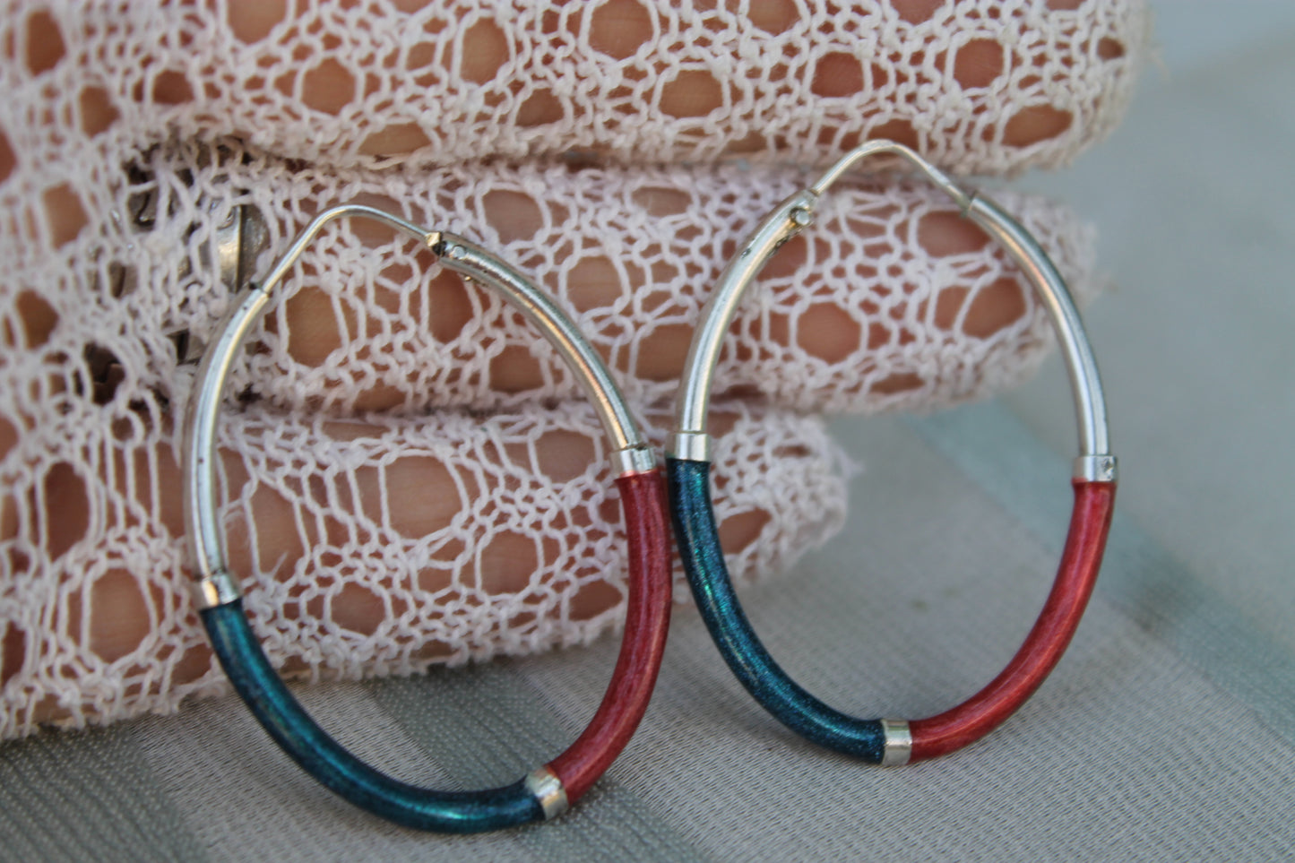 Cerchi del Destino - Vintage earrings in enameled 925 silver