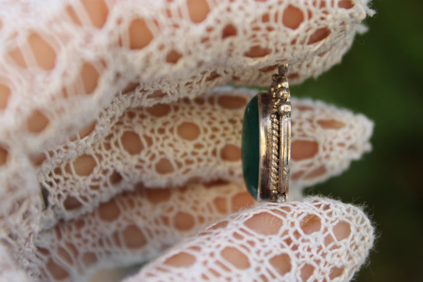 Sigillo del Bosco Profondo - Silver Pendant with Green Onyx