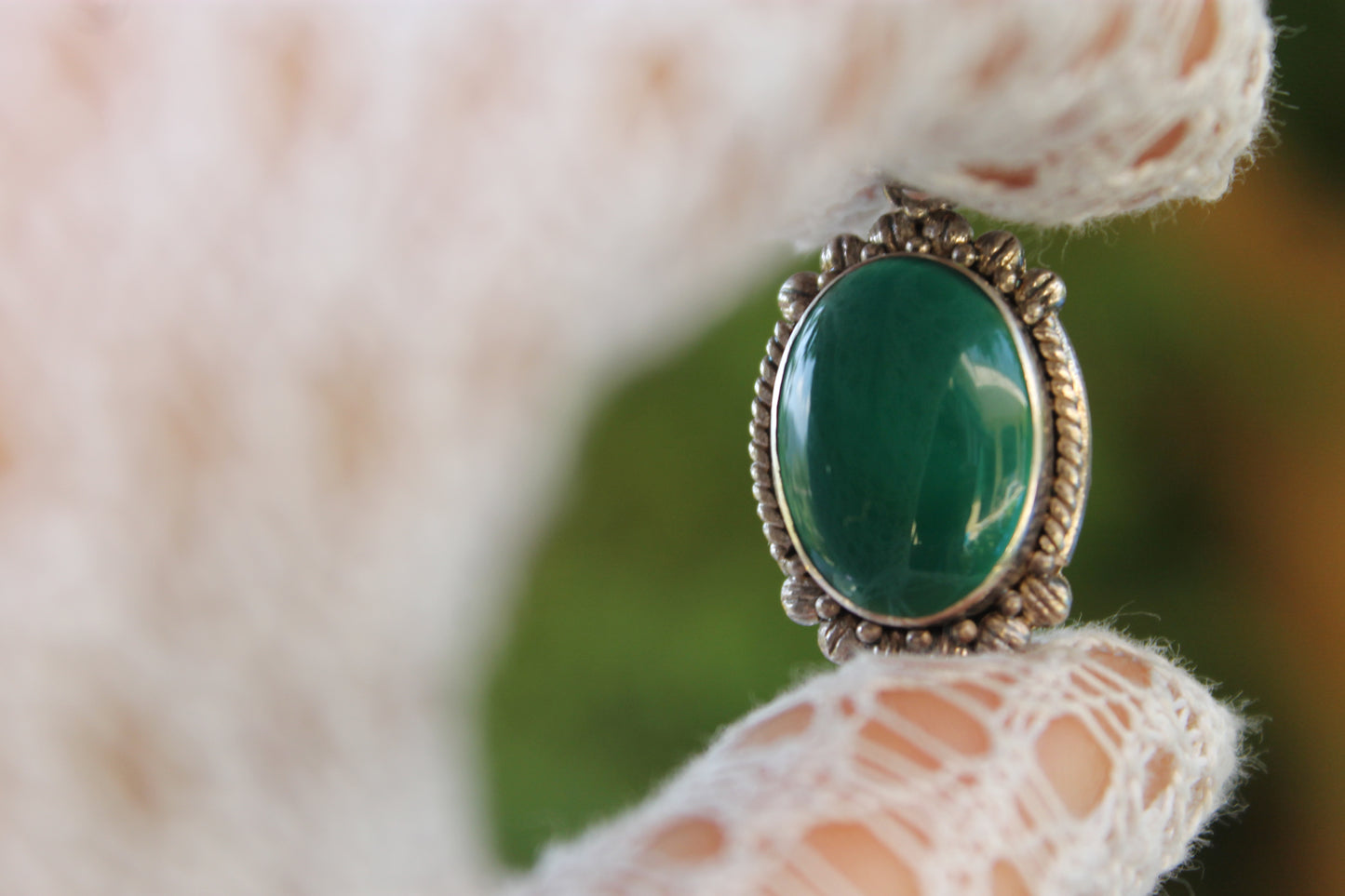 Sigillo del Bosco Profondo - Silver Pendant with Green Onyx