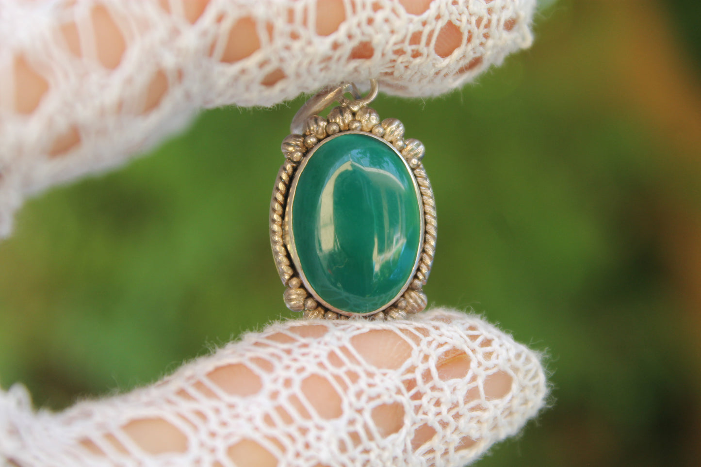 Sigillo del Bosco Profondo - Silver Pendant with Green Onyx