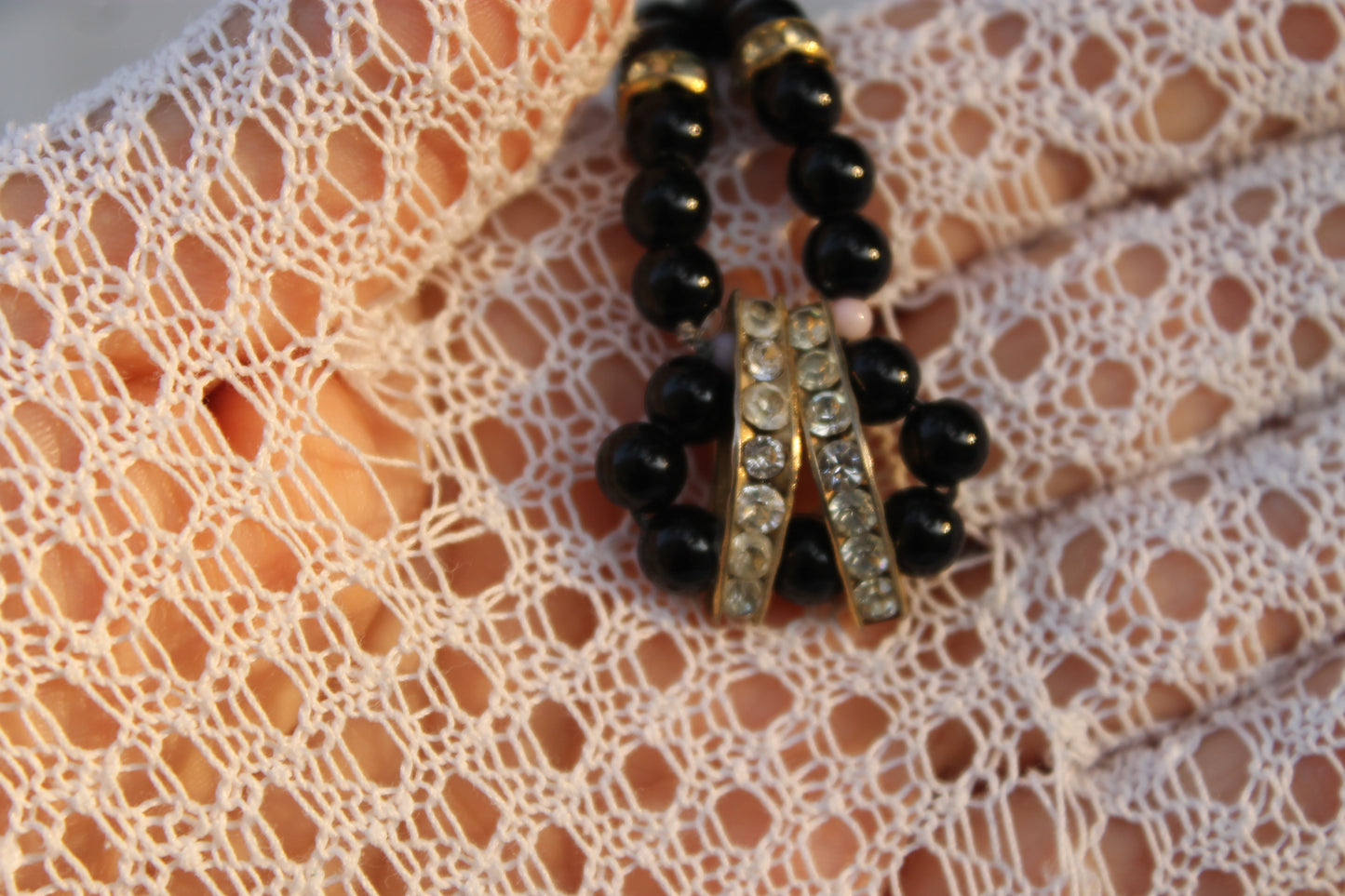 Geometria dell’Ombra - Vintage necklace with onyx and rhinestones
