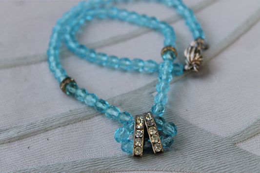 Lacrime di Sirena - Vintage silver necklace with light blue glass pearls