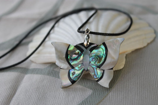 Ali del Sogno - Necklace with Butterfly in Mother-of-Pearl and Abalone