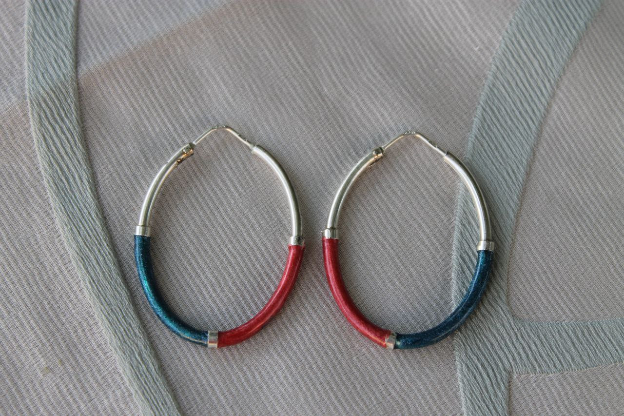 Cerchi del Destino - Vintage earrings in enameled 925 silver