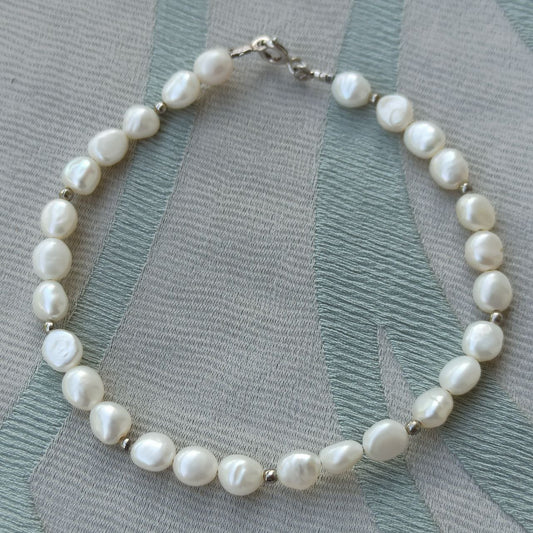 Vintage Silver Freshwater Pearl Bracelet - Sigillo di Purezza