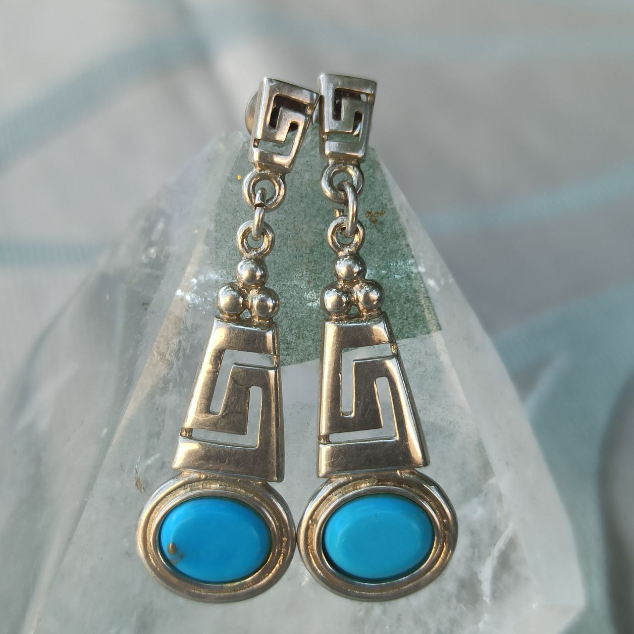 Labirinto Sacro - 925 Sterling Silver Earrings with Turquoise