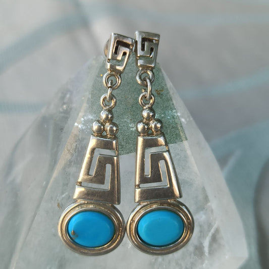 Labirinto Sacro - 925 Sterling Silver Earrings with Turquoise
